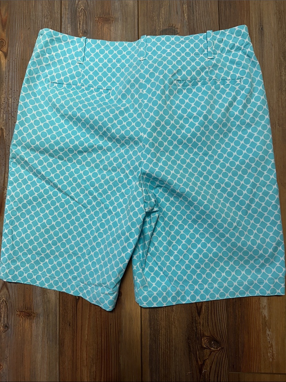 Talbots Aqua & White Geometric Bermuda Shorts - Picture 5 of 6